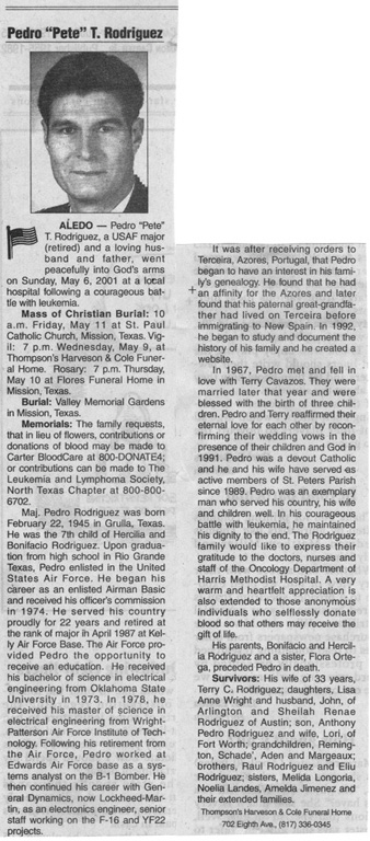 Obituary - Pedro T. Rodriguez